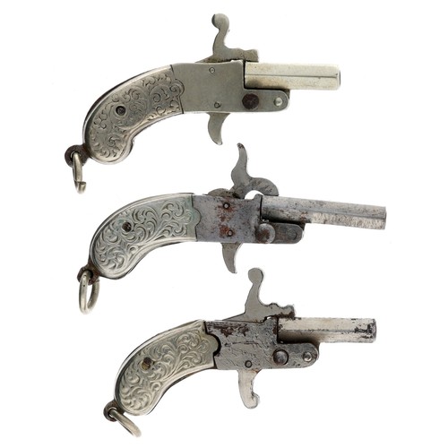 1065 - Group of three miniature pin-fire single shot pistols, 1.5