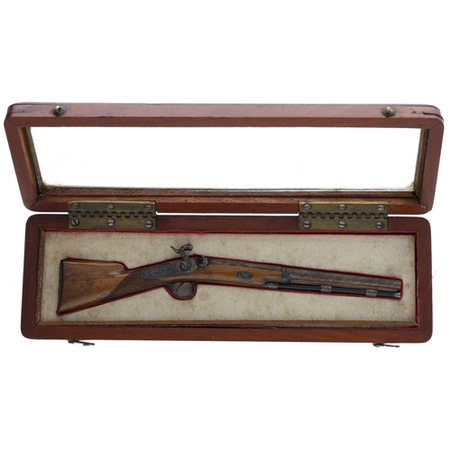 1066 - Miniature percussion sporting gun signed J.B. Palmer, walnut stock, 5.25