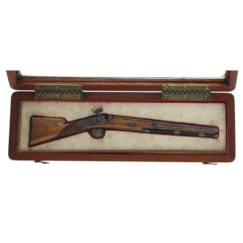 1066 - Miniature percussion sporting gun signed J.B. Palmer, walnut stock, 5.25