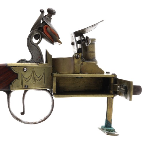 1067 - English early 19th century flintlock tinder lighter with a candle holder signed 'Jackson, London', e... 