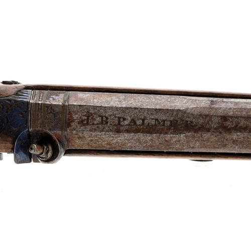 1066 - Miniature percussion sporting gun signed J.B. Palmer, walnut stock, 5.25