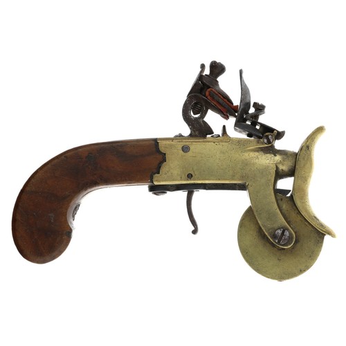 1071 - Rare English 19th century flintlock eprouvette powder tester, with brass box-lock action and central... 