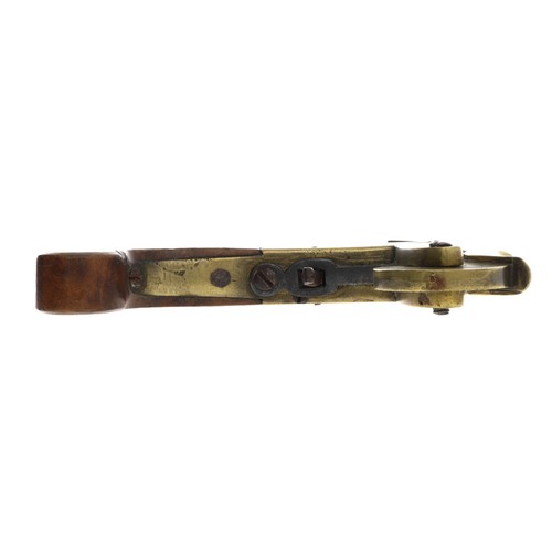 1071 - Rare English 19th century flintlock eprouvette powder tester, with brass box-lock action and central... 