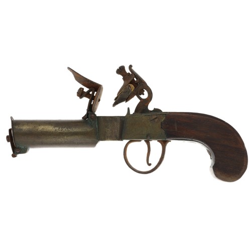 1072 - English 19th century flintlock tinder lighter, unsigned with flat sided walnut butt 6.75