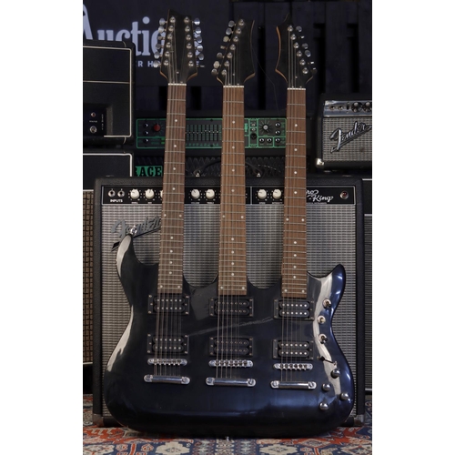 648 - Unbranded triple neck electric guitar, probably by H & S, comprising a twelve string guitar neck... 