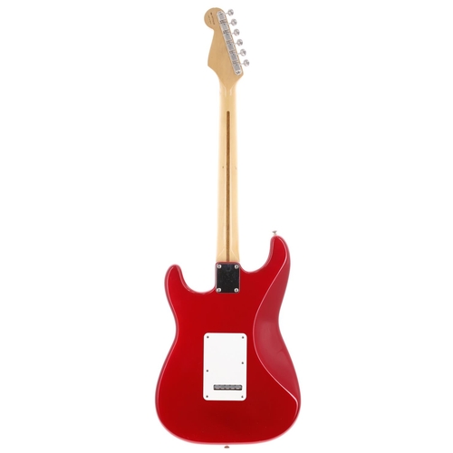 656 - 1997 Fender Tex-Mex Stratocaster electric guitar, made in Mexico; Body: candy apple red finish, a fe... 