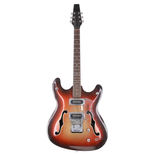 689 - 1966 Baldwin Vibraslim electric guitar, made in England; Body: metallic red burst refinish, minor su... 