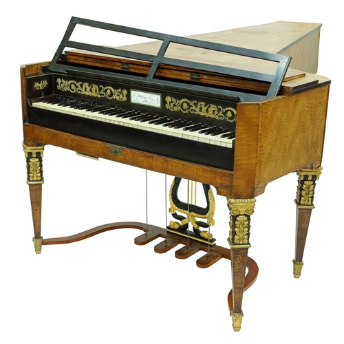 2513 - Grand piano by Johann Fritz, Vienna, circa 1813, the case veneered with Hungarian ash, the fascia-bo... 