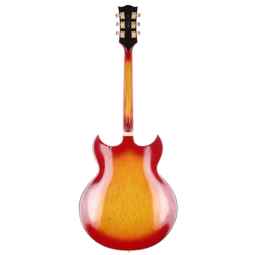 698 - 1960s Shaftesbury 3264 'Barney Kessel' hollow body electric guitar, made in Japan; Body: cherry sunb... 