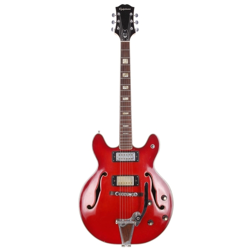 711 - 1970s Epiphone EA-250 hollow body electric guitar, made in Japan; Body: cherry finish, light buckle ... 