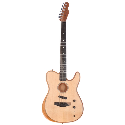 732 - 2021 Fender Acoustasonic Telecaster electric guitar, made in USA; Body: mahogany with natural spruce... 