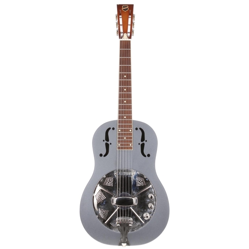 747 - 2008 National Reso-Phonic Delphi resonator guitar, made in USA; Body: textured blue powder steel bod... 