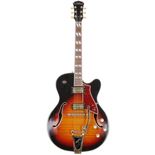 751 - Freshman FJ2 3TS hollow body electric guitar; Body: three-tone sunburst finished figured maple; Neck... 