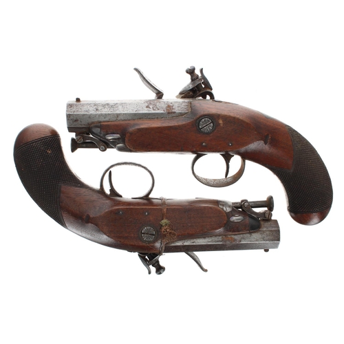 1081 - Pair of English 18th century flintlock travelling pistols signed Wilson, London, .550 calibre, with ... 