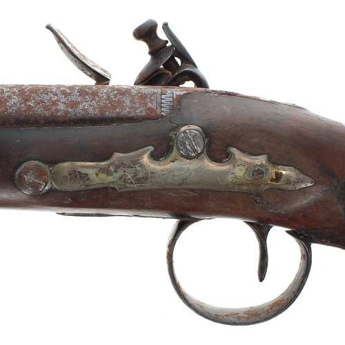 1082 - English early 19th century flintlock pistol signed Ryan & Watson, .650 calibre approx, the rifle... 