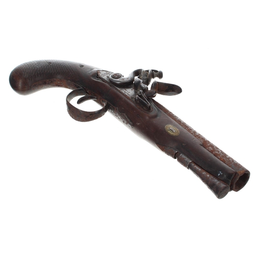 1082 - English early 19th century flintlock pistol signed Ryan & Watson, .650 calibre approx, the rifle... 