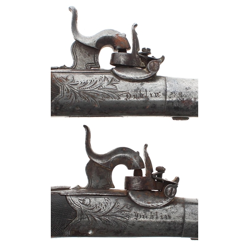 1084 - Pair of Irish percussion boxlock pocket pistols signed Calderwood, Dublin, for top hat percussion ca... 