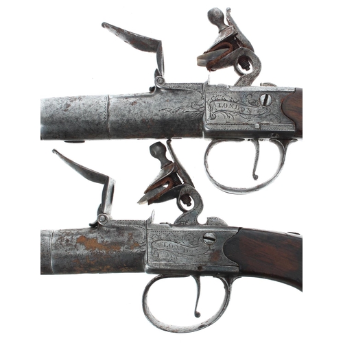 1086 - Good pair of English flintlock pistols signed Collumbell, London, two stage cannon style muzzle on t... 