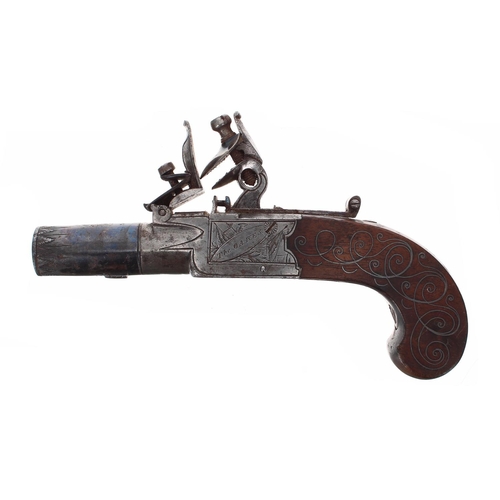 1090 - English early 19th century flintlock box-lock pocket pistol signed Oakes, turn-off 1.5