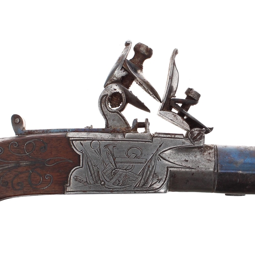 1090 - English early 19th century flintlock box-lock pocket pistol signed Oakes, turn-off 1.5