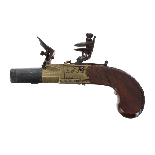 1091 - English early 19th century flintlock box-lock pocket pistol signed Mabson & Labron, 1.5