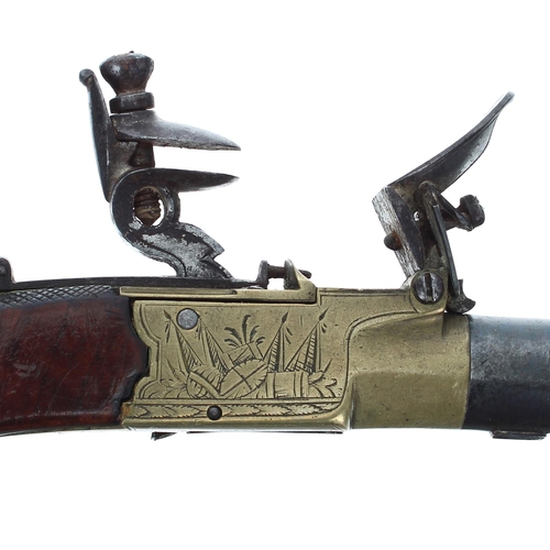 1091 - English early 19th century flintlock box-lock pocket pistol signed Mabson & Labron, 1.5