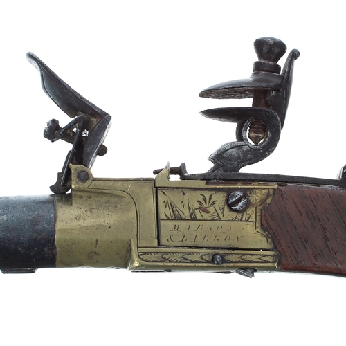 1091 - English early 19th century flintlock box-lock pocket pistol signed Mabson & Labron, 1.5