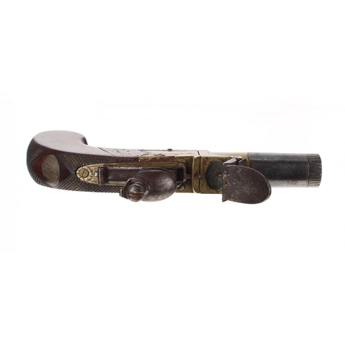 1091 - English early 19th century flintlock box-lock pocket pistol signed Mabson & Labron, 1.5