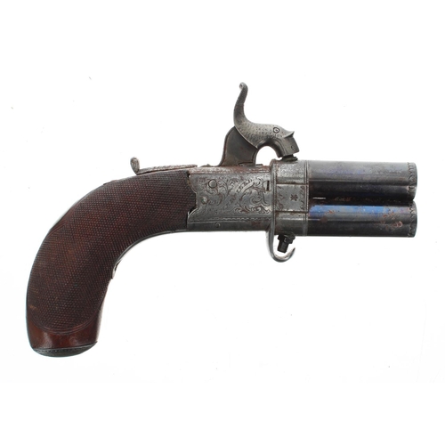 1094 - English 19th century percussion under-and-over pocket pistol signed Rodgers & Sons, Sheffield, .... 