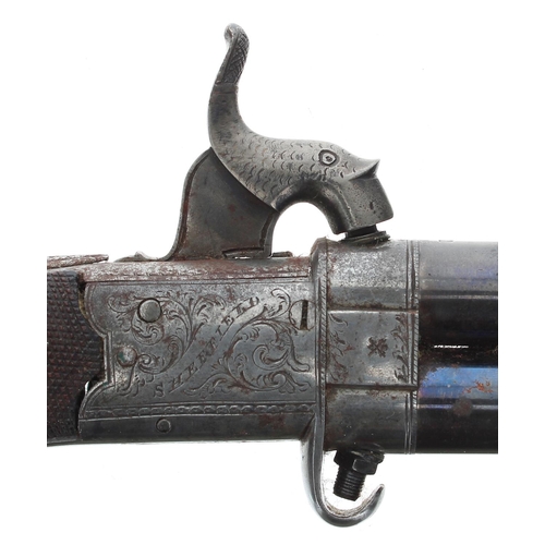 1094 - English 19th century percussion under-and-over pocket pistol signed Rodgers & Sons, Sheffield, .... 