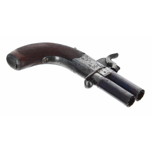 1094 - English 19th century percussion under-and-over pocket pistol signed Rodgers & Sons, Sheffield, .... 