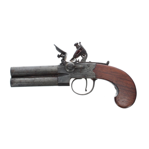 1095 - English late 18th/early 19th century flintlock box-lock over-and-under pocket pistol signed Twigg, L... 