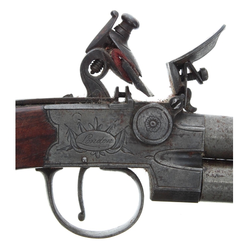 1095 - English late 18th/early 19th century flintlock box-lock over-and-under pocket pistol signed Twigg, L... 