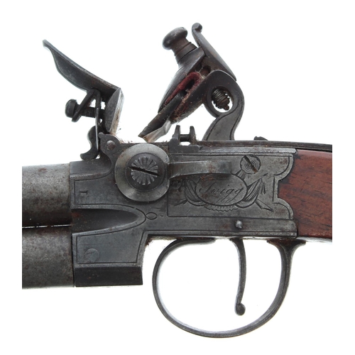 1095 - English late 18th/early 19th century flintlock box-lock over-and-under pocket pistol signed Twigg, L... 