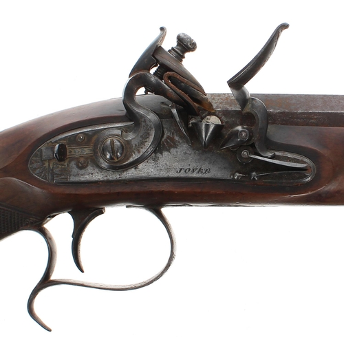 1096 - English late 18th century flintlock duelling pistol signed Jover, London, octagonal barrel, .600 cal... 