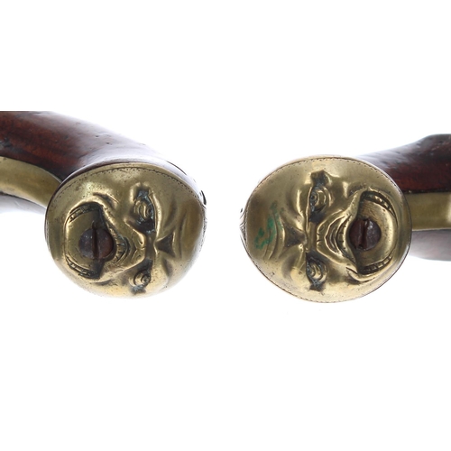 1099 - Pair of 18th century flintlock overcoat pistols signed J. Harding, 4.25