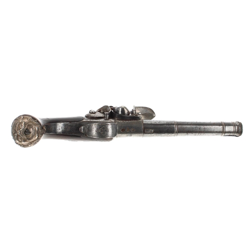 1102 - English late 18th/early 19th century flintlock pistol signed Wilson, London, steel two stage cannon ... 