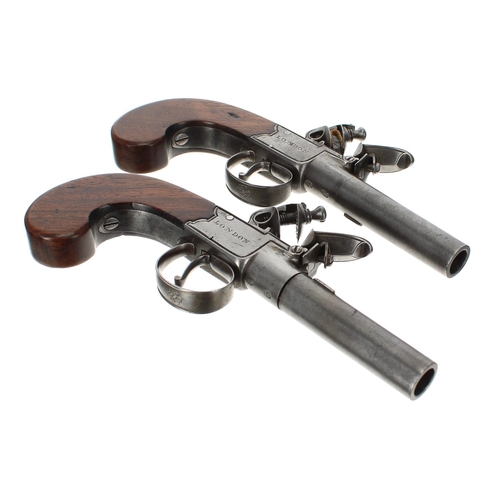 1104 - Pair of English late 18th/early 19th century box lock pocket pistols signed Oakes, London, 2.5