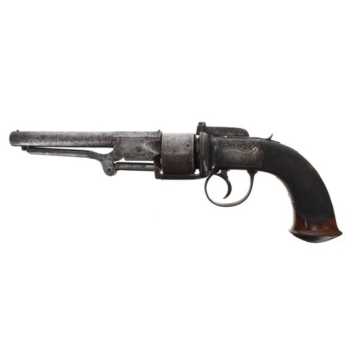 1108 - 19th century mahogany cased 54-bore 6-shot self-cocking transitional percussion revolver signed Char... 