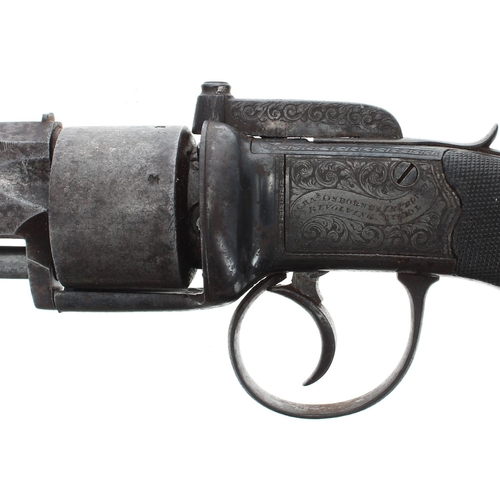 1108 - 19th century mahogany cased 54-bore 6-shot self-cocking transitional percussion revolver signed Char... 