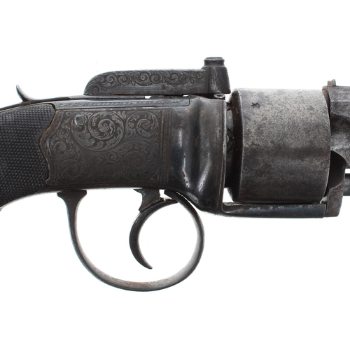 1108 - 19th century mahogany cased 54-bore 6-shot self-cocking transitional percussion revolver signed Char... 