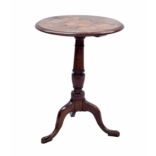 963 - Georgian walnut veneer circular tripod table, 20.5