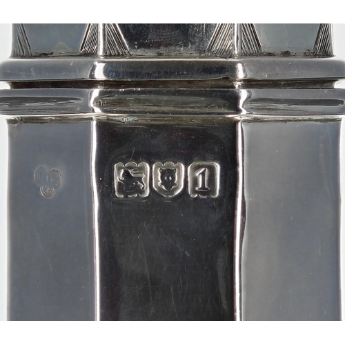 614 - Edwardian silver octagon caster, maker Goldsmiths & Silversmiths Co Ltd, London 1906, 8.5