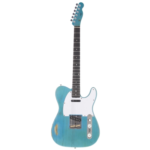 759 - NCG Custom Tele style electric guitar; Body: aged nitro lake placid blue finish on two piece ash; Ne... 