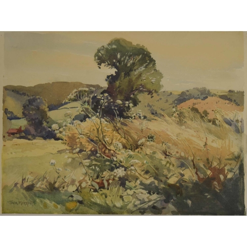 809 - Jack Merriott (1901-1968) - Springtime, sunlit landscape with trees and vegetation, signed watercolo... 