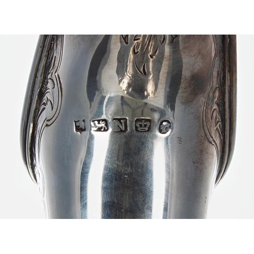 1187 - Good Victorian silver claret jug, with a leaf cast scroll handle and hinged cover, over a half repou... 