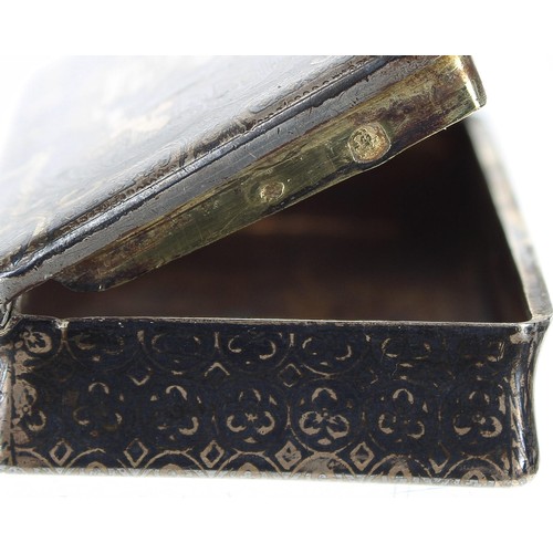 1214 - French early 19th century niello work silver snuff box of rectangular form, the top depicting a land... 