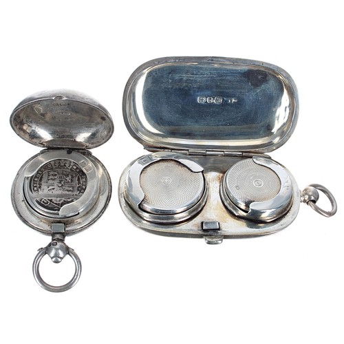 1218 - Late Victorian silver double sovereign coin case, for a full and half sovereign coin, with engr... 