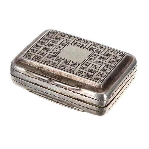 1227 - William IV silver vinaigrette of rectangular form with a fine gilded pierced interior, Birmingham 18... 