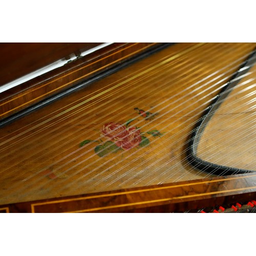 2508 - Bentside spinet by Joseph Harris, London, 1757, the lid and fallboard of walnut with holly stringing... 